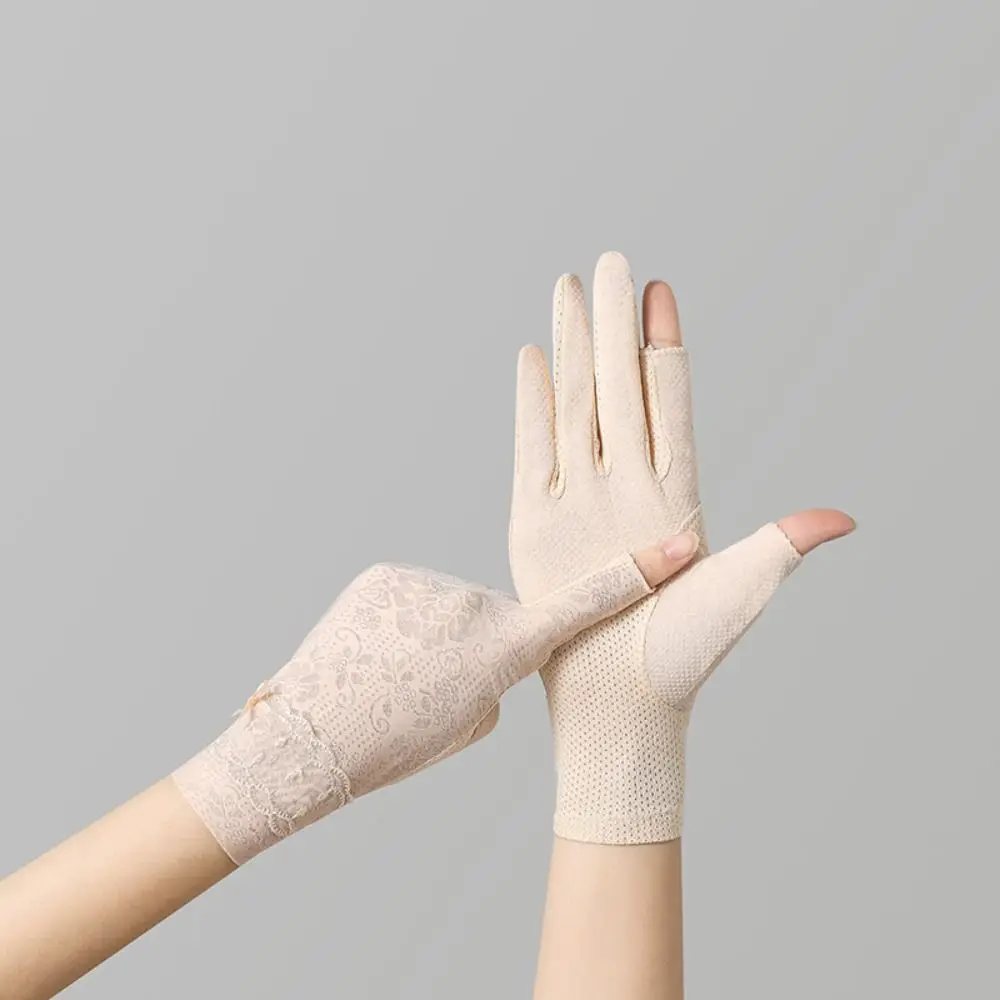 

Fashion Summer Sunscreen Gloves UV Protection Thin Sun Protection Gloves Anti-slip Breathable Cycling Driving Gloves Running