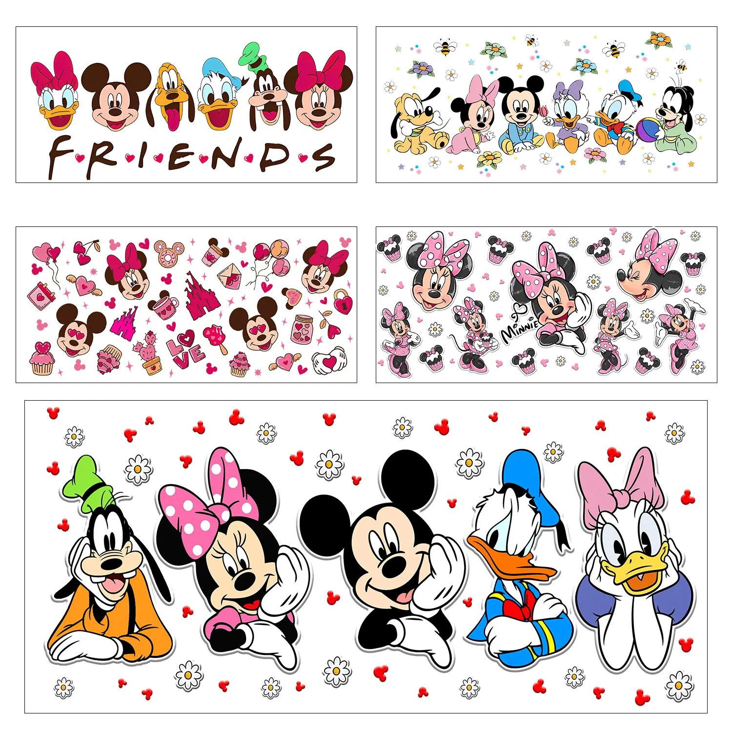 

Cute Mickey series easy peel waterproof DIY Decals 3D transfers uvdtf crystal tumbler sticker 16oz uv dtf cup wraps