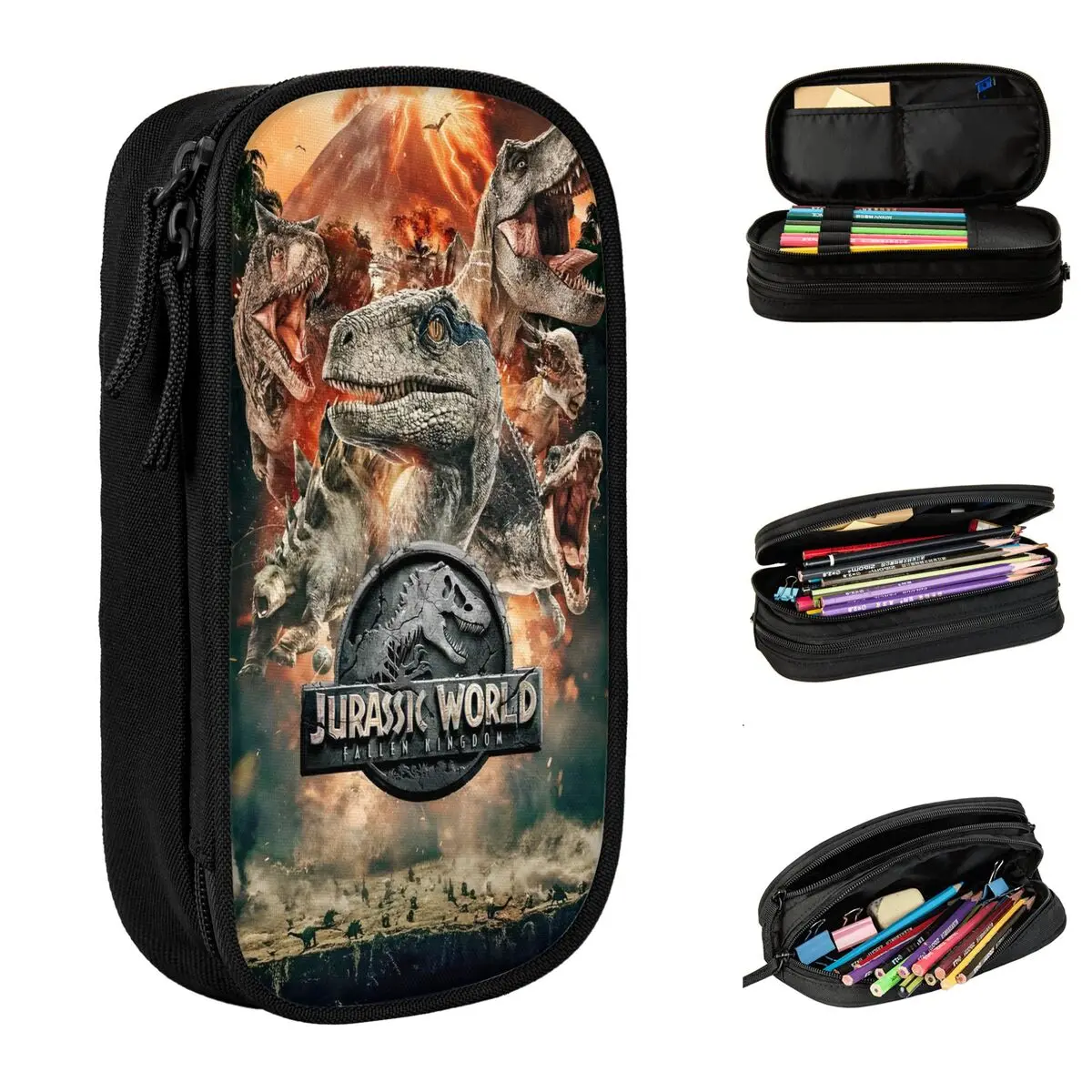 جديد العالم الجوراسي فيلم ديناصور مقلمة مقلمة حامل قلم لفتاة صبي سعة كبيرة حقيبة الطلاب القرطاسية المدرسية