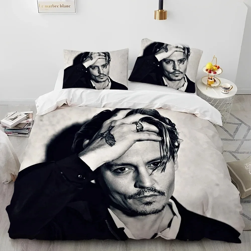 

3D Printing Johnny Depp Series Comforter Bedding Set,Duvet Cover Bed Set Quilt Cover Pillowcase,king Queen Size Bedding Set Kids