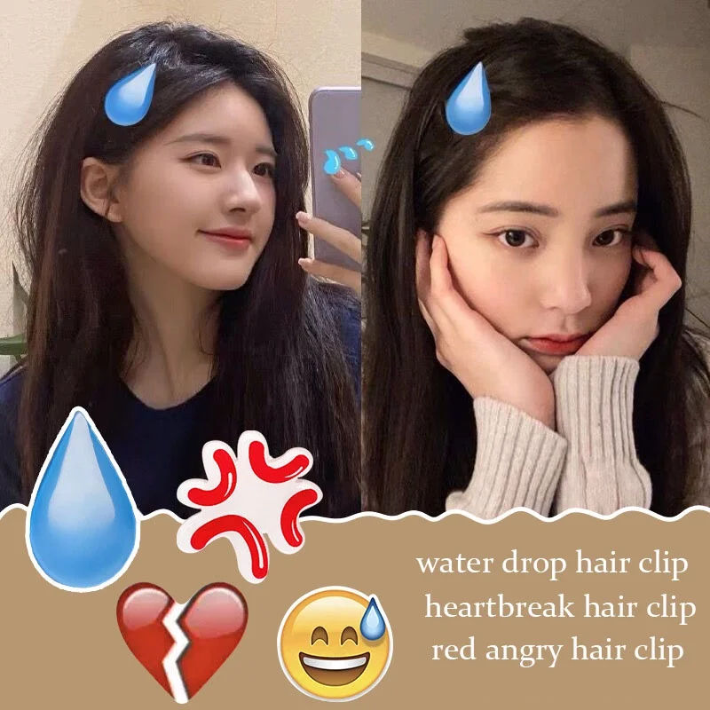 Grampo de cabelo engraçado rede emoji grampo lateral gota de água franja grampo de cabelo bonito expressão pacote acessórios para o cabelo
