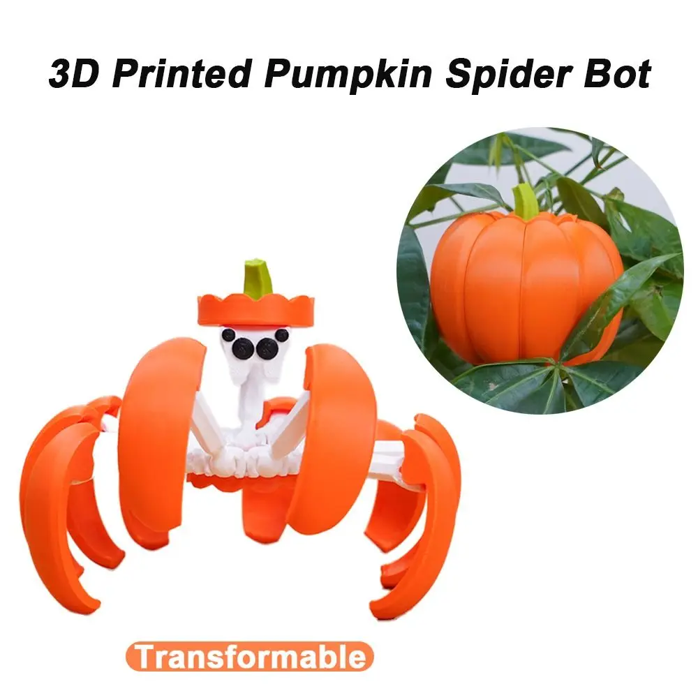 

Pumpkin Spider Bot 3D Printed Pumpkin Multi-Jointed Movable Turns Into Spider Assembly Model Transformable Halloween Decorations