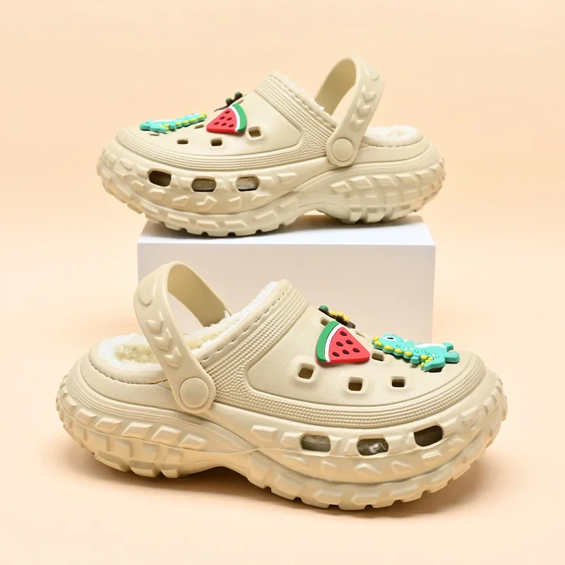 2024 Winter Children Slipper Boy Plush Flats Indoor House Shoes Sneaker Fashion Cartoon Cotton Warm Clogs for Boy Sandals Shoes