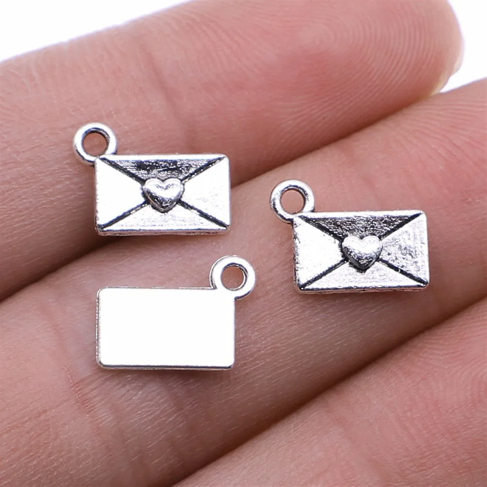 20Pcs/Lot Love Letter Charms Pendant DIY Metal Jewelry Making Antique Silver Color 9x12mm
