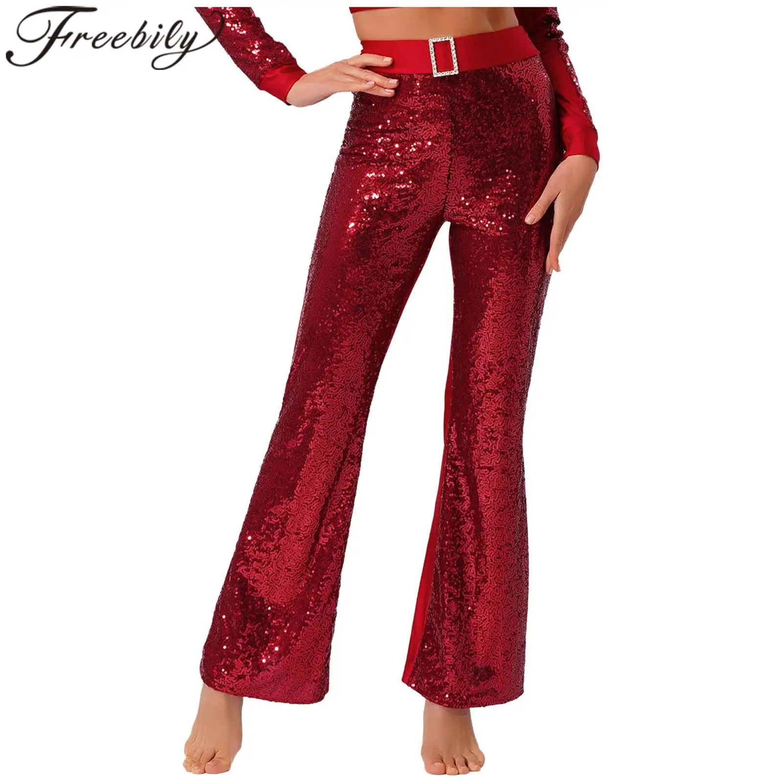 

Женский костюм для латинских современных танцев, расклешенные брюки, брюки с высокой талией, брюки с блестками для джазовых танцев, брюки-клеш, одежда для бальных танцев, танго