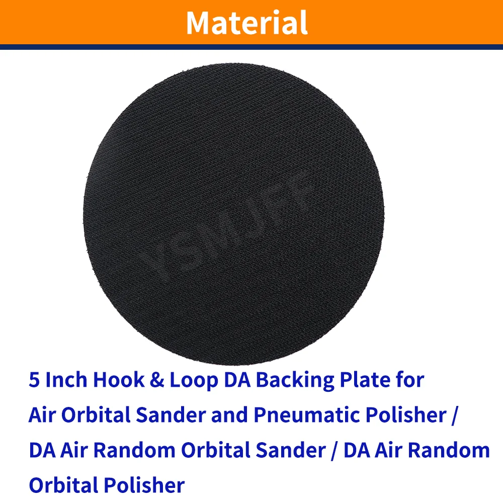 5 Inch Dual-Action Hook & Loop Molded Urethane Flexible Backing Plate 5/16" 24 Thread DA Air Random Orbital Polisher Backing Pad