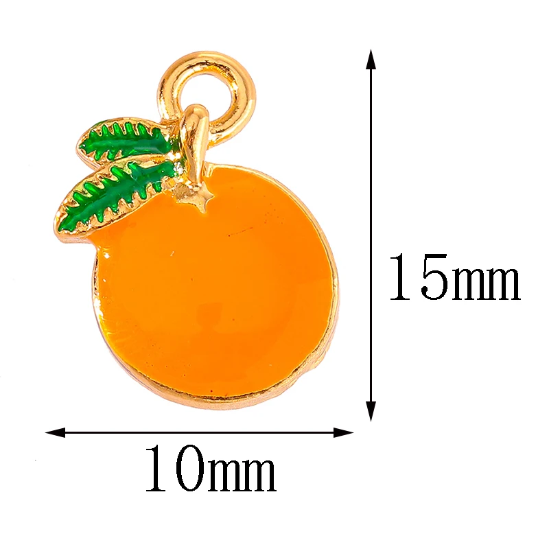10Pcs 10*15mm Enamel Drop Oil Glazed Orange Pendant Summer Fruit DIY Necklace Bracelet Earring Ornament Charm For Jewelry Making