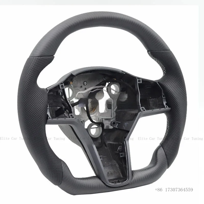Car Matte Carbon Fiber Sports Steering Wheel with Heating for Tesla Model Y Model 3 Model S Replacement Parts Car Accessories