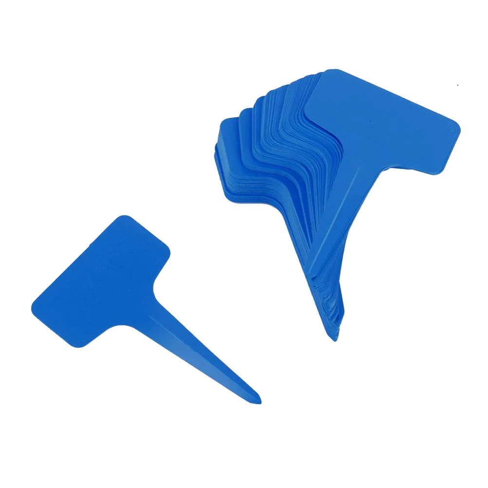 

100Pcs Blue PVC T-Type Plant Tags Durable Waterproof Garden Markers Reusable Labels