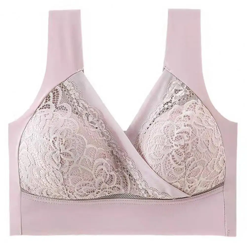 

Women's Bra Elastic Straps Solid Color Lace Floral Embroidery Wireless Yoga Everyday Bra