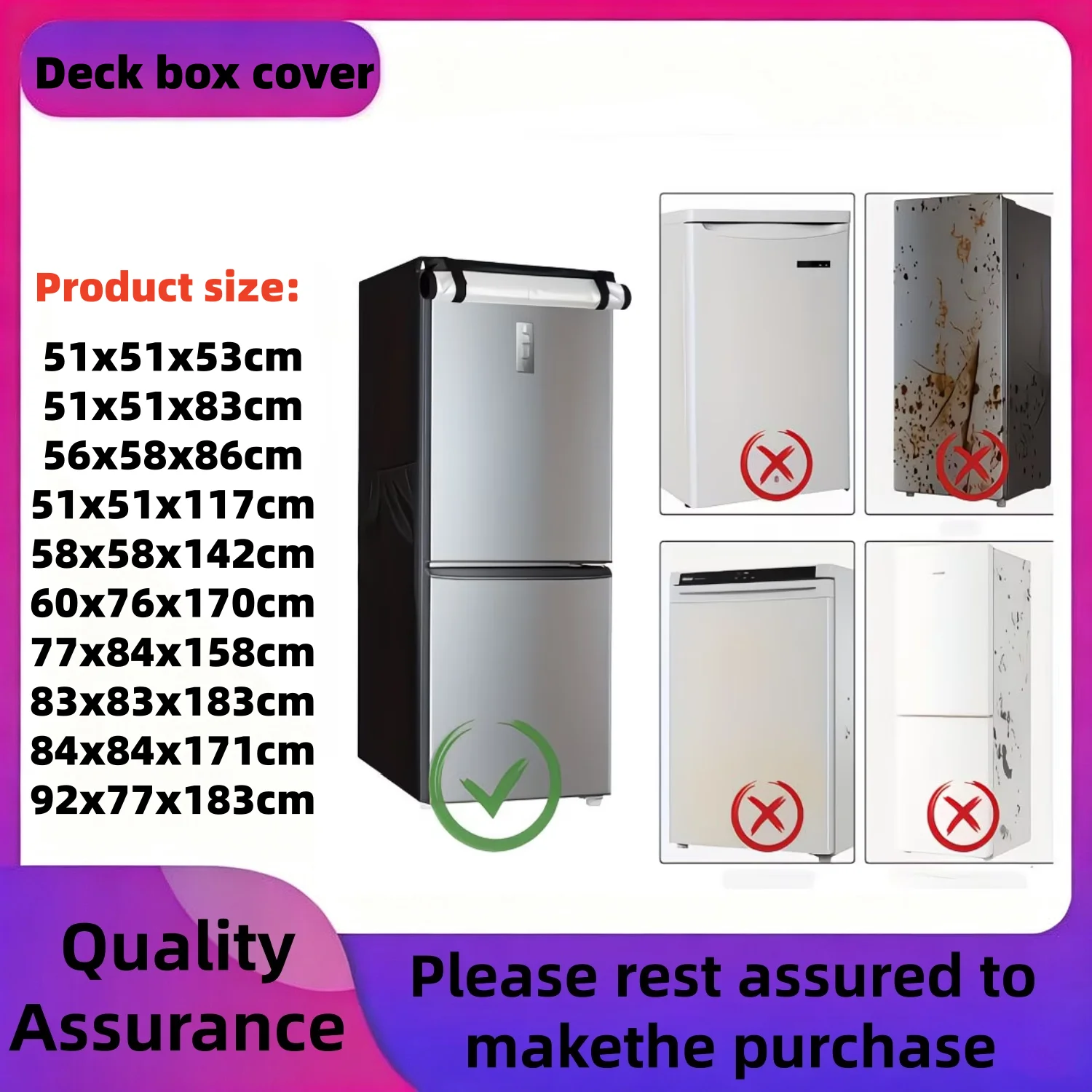 1-Pack Freezer Cover, Outdoor Freezer Protector, External Freezer Lid with Multiple Size Options, Durable 210D Oxford Cover