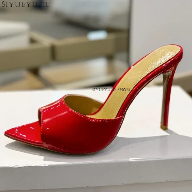 

2024, женские шлепанцы на высоком каблуке, модные шлепанцы на высоком каблуке-шлепанцы, женские шлепанцы с открытым носком и острым носком, вечерние сандалии, обувь