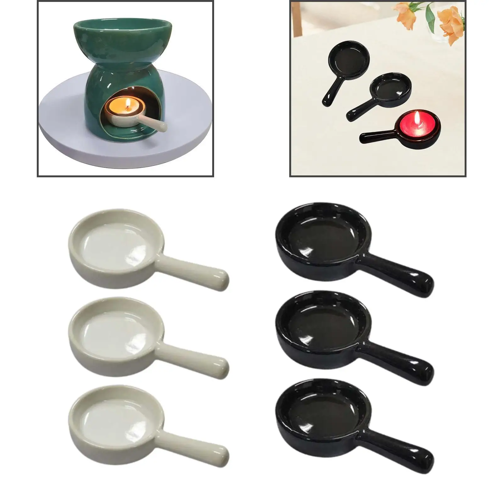 Mini Ceramic Candle Spoon Tray Holder Elegant Candlelight Stand Tabletop Candelabra Decor for Living Room