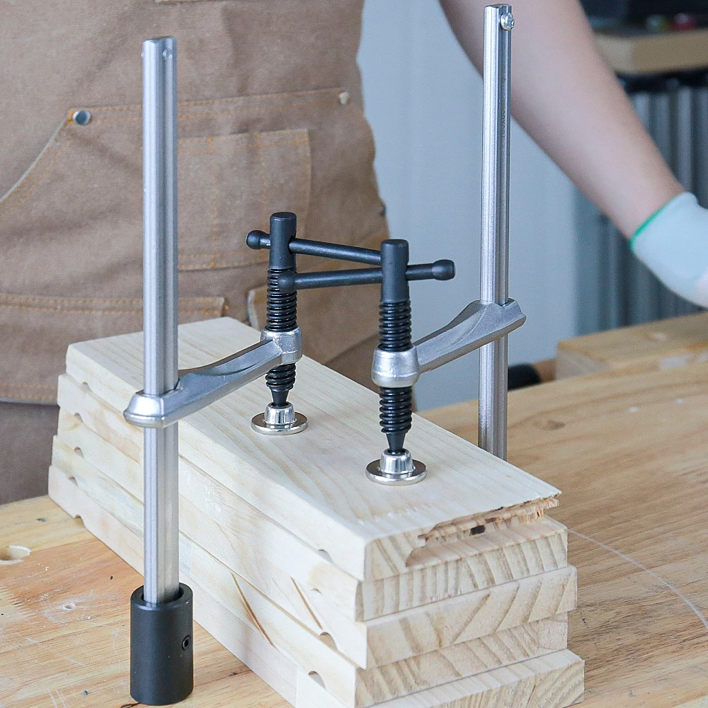 Image of ALLESOME 2 Stück Hochleistungs-T-Griff Schnellspann-Führungsschienen-Schweißklemme 16mm 28mm Einsteckstift-Basis Schweißtischklemme