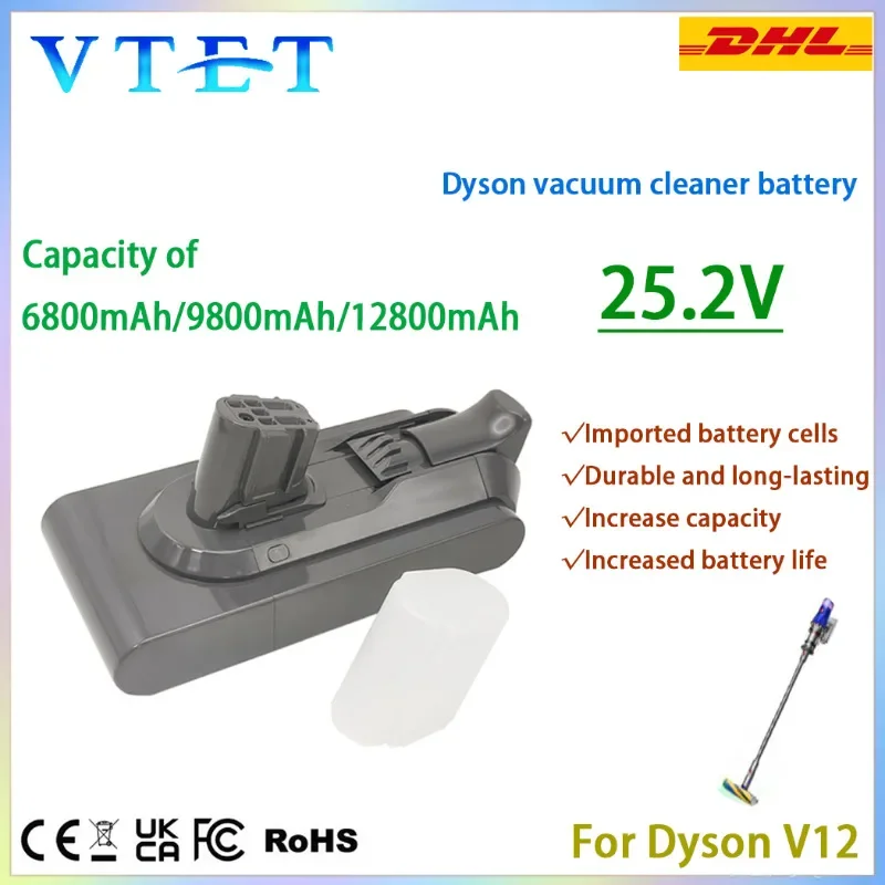 

VTET for DysonV12 25.2V Battery, Three Capacities for You To Choose From, Compatible with SV20, SV30, SV35, SV46 Vacuum Cleaners