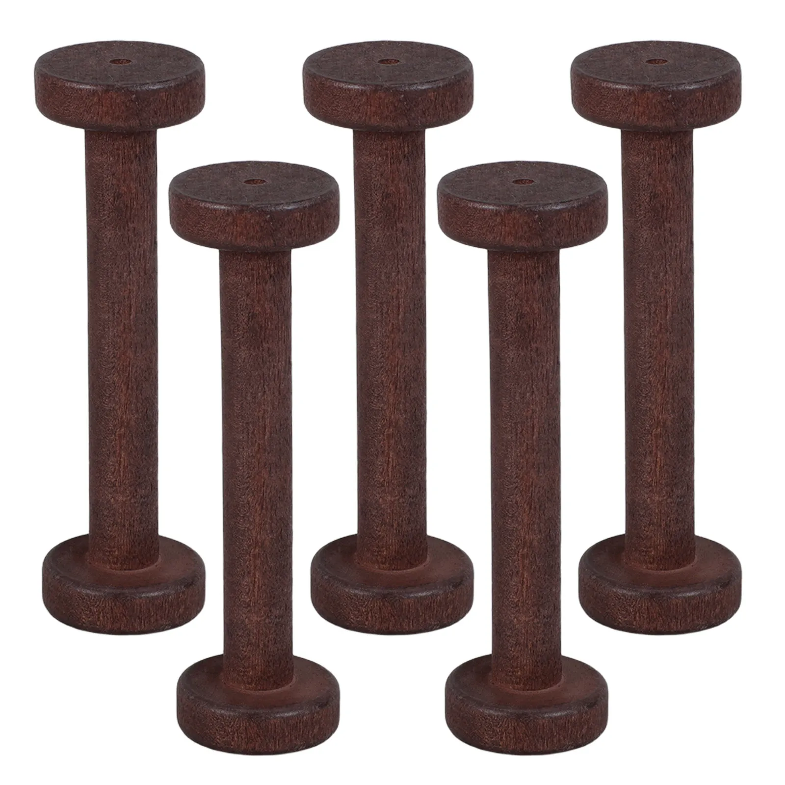5Pcs Vintage Wooden Spools for Crafts Natural Unfinished Rustic Thread Bobbins Hand-Polished Yarn Cord Elastic Jewelry Chain
