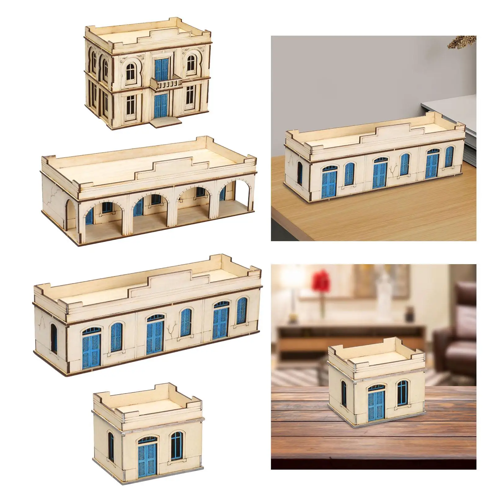 3D Wooden Architecture Puzzle Kits, DIY Building Kits para Cena, 1: 72