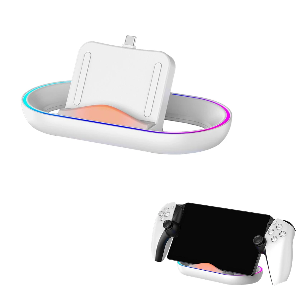 

Зарядная док-станция для игровой консоли Playstation Portal, подставка с RGB-подсветкой, держатель зарядного устройства типа C для PS5 PS Portal, аксессуары