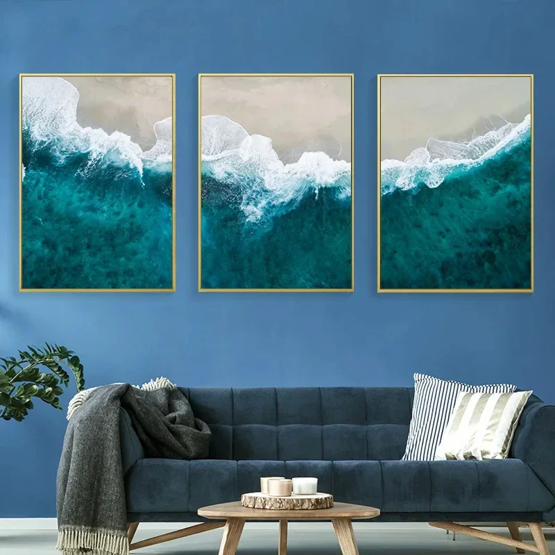 Beach With Seawater Landscape Poster Abstract Minimalist Wall Art Canvas Print Famous Painting Moder Decorative Picture