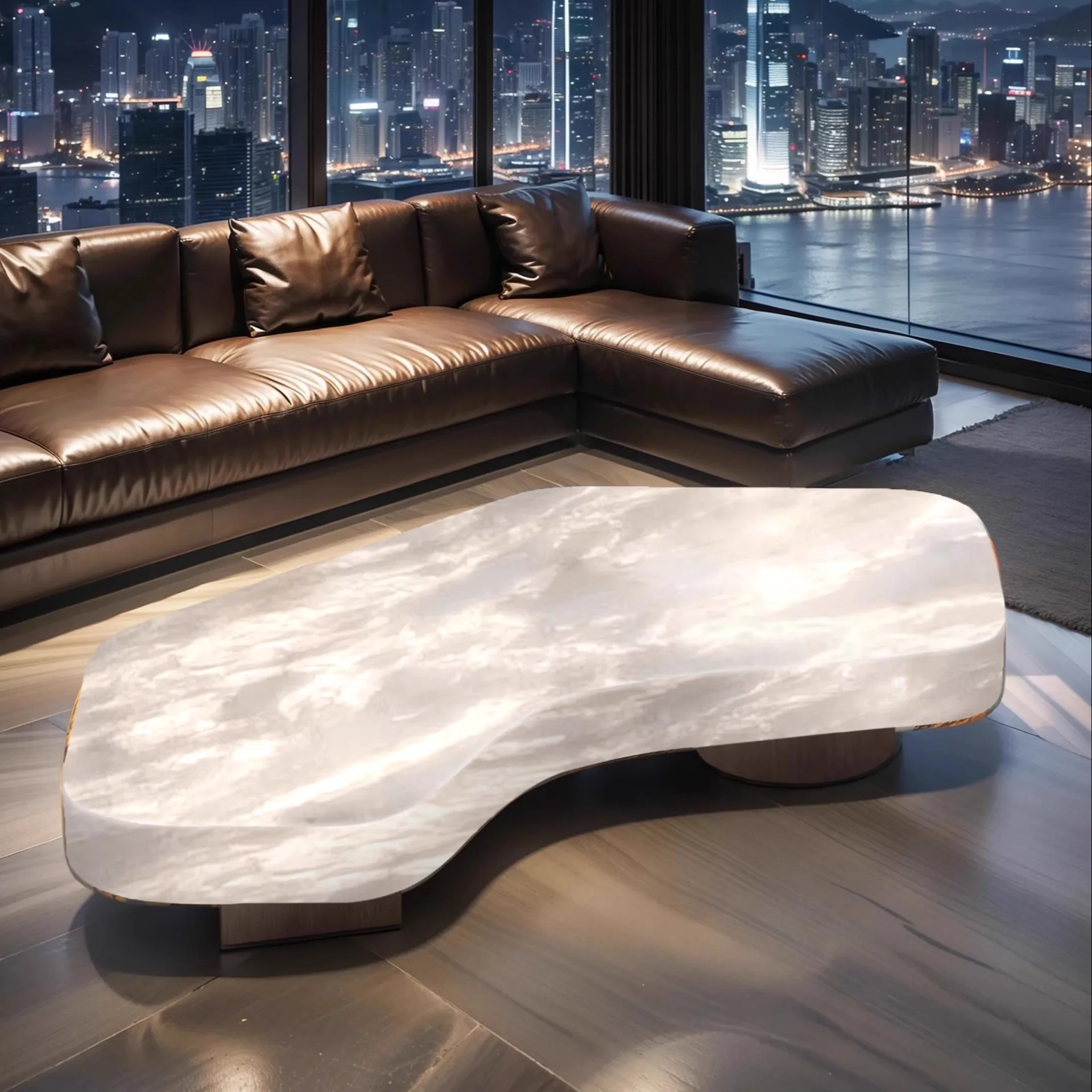 Coffee table living room luxury stone light luxury large flat-floor Nordic villa