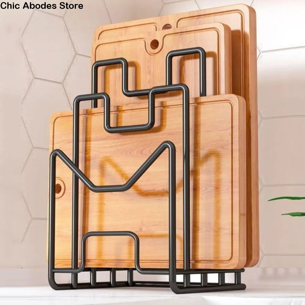 

Multi Layer Cutting Board Holder Iron Art Metal Stand Pot Lid Rack Shelf Space Saving Vertical Chopping Board Organizer Cabinet
