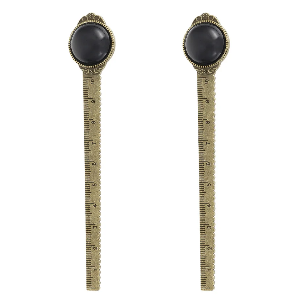 

2Pcs Gemstone Metal Bookmarks Unique Creative Reading Marker Lightweight Exquisite Crystal Stone Ruler Bookmarks for Students