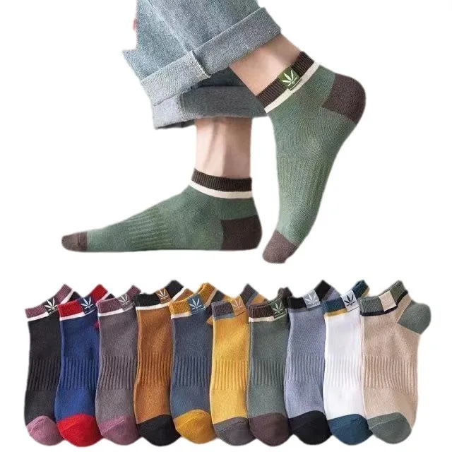 5 Pairs Men's Short Socks For Men High Quality Color Matching Maple Leaf No Show Male Ankle Socks For Man