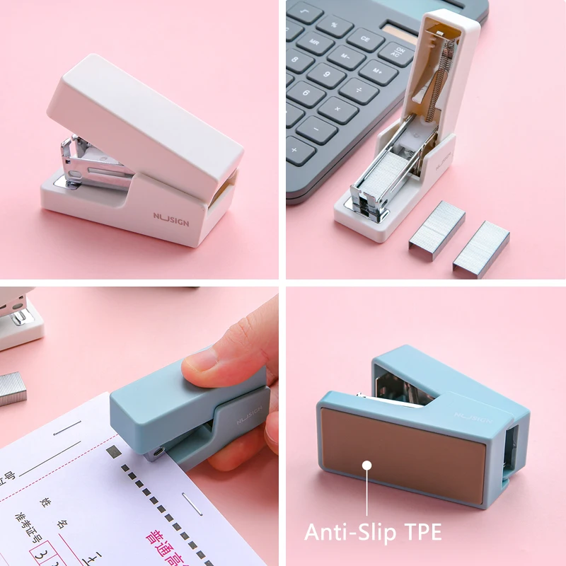 DELI Mini Stapler Set Portable Color Paper Binding Machine Use 24/6 26/6 Staples Fashion Stationery Office Supplies NS083