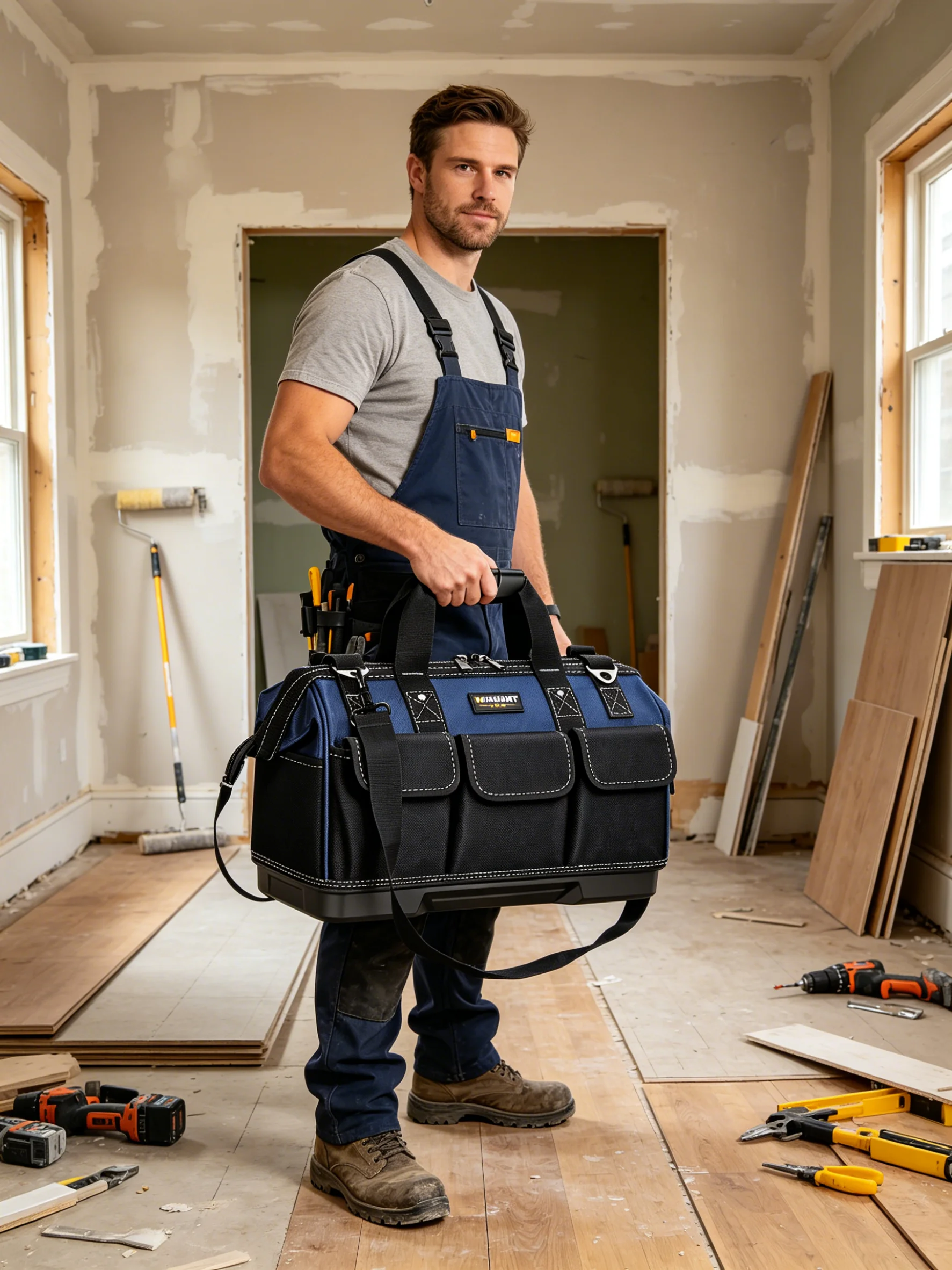 Wear Resistant Waterproof Multifunctional Site Messenger Tool Bag Multi Pocket Hardware Storage Kit for Electrician Woodworking