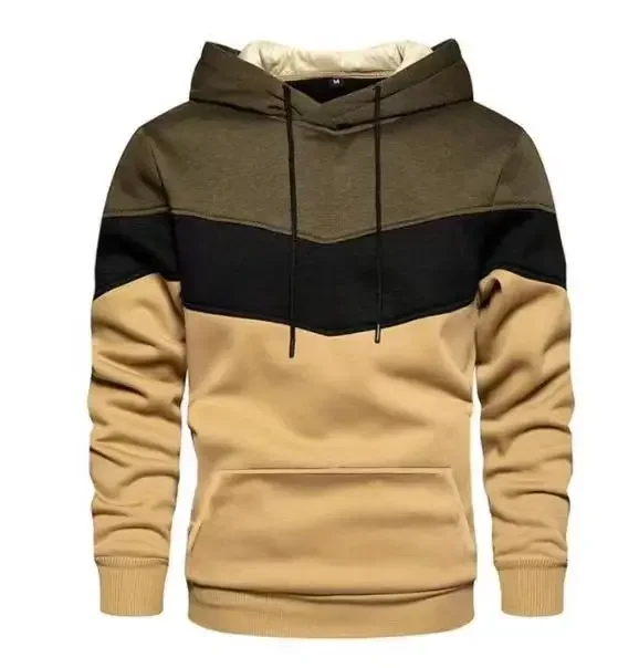 Mens Solid Hoodies Casual Autumn Splicing Colors Pullover Tops Male Outdoors Sport Wear Hip Hop Style Tops