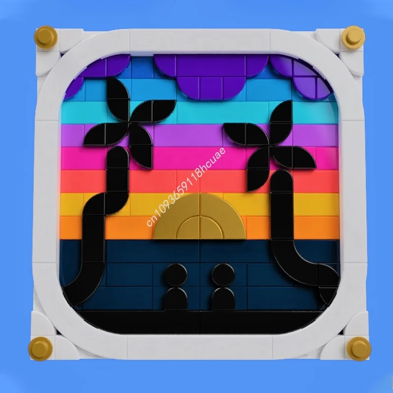 190개 MOC 오션 선셋 조각 모자이크 모델 블록 건축 조립 크리스마스 선물 DIY 아이디어 브릭 장난감 어린이용