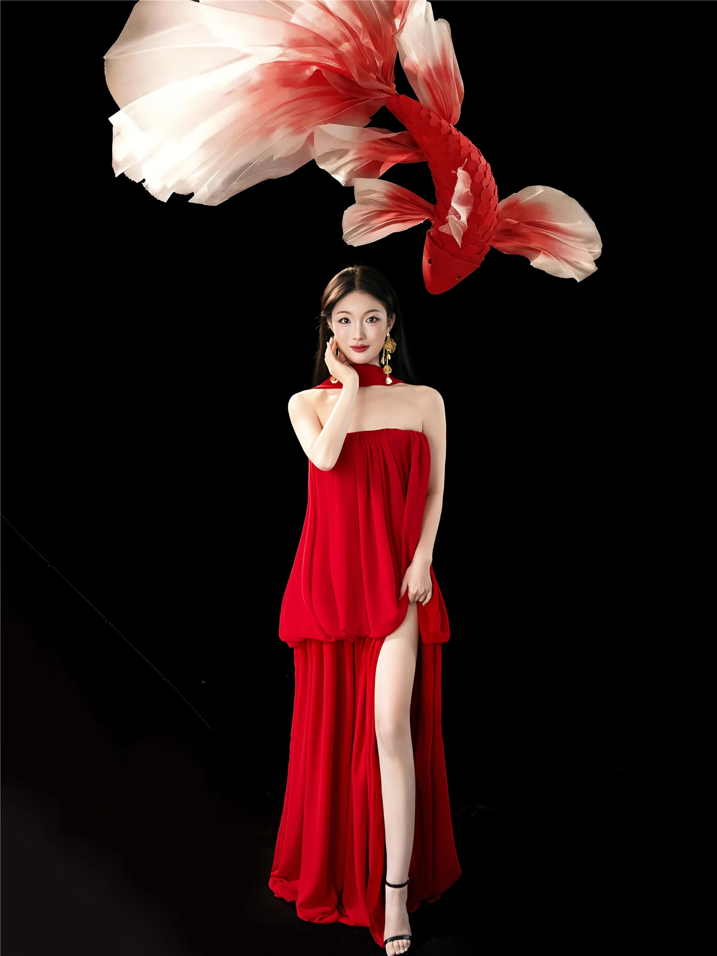 

Красное свадебное платье-ципао для взрослых, длинное вечернее платье для помолвки и новогодних торжеств