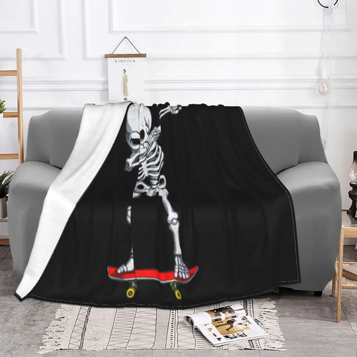 Beautiful Dabbing Skate Skeleton Skateboard Clothes Skater Boys Mens Promotion Throw Blanket