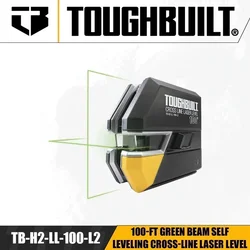 TOUGHBUILT TB-H2-LL-100-L2 Accessori per elettroutensili a livello laser a linee incrociate autolivellanti con raggio verde da 100 piedi