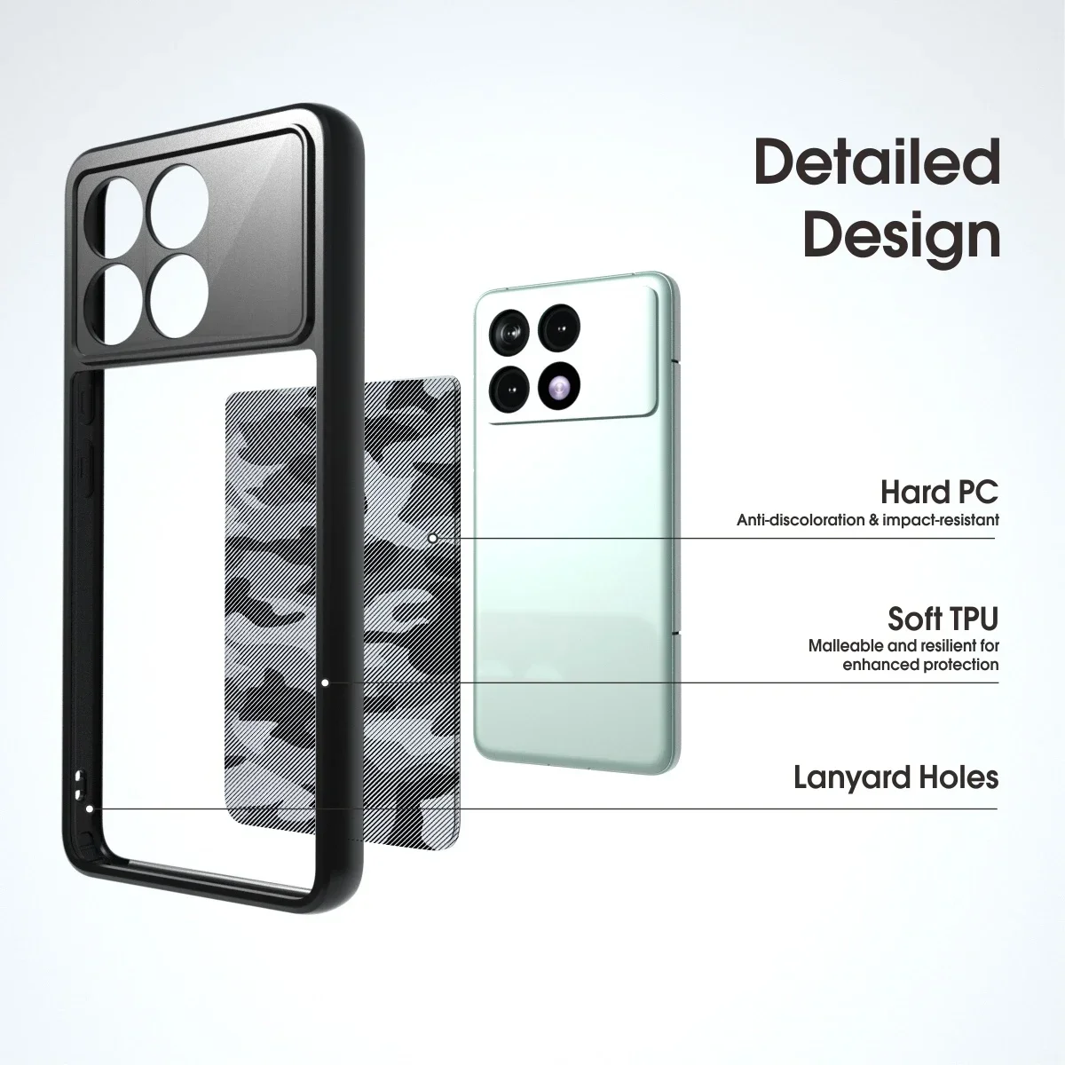 حافظة IBMRS لهاتف Xiaomi Poco F6 Pro 5G مموهة غير لامعة، عسكرية مضادة للاصفرار ومضادة للصدمات، مضادة للخدش ومقاومة للزيت وظهر شفاف Cov