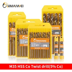 Jeu de Forets Hélicoïdaux en Tungstène Massif pour Acier Inoxydable, Aluminium, Fer, Bois, Métal, HSS M35, 1-13mm, 5-10 Pièces