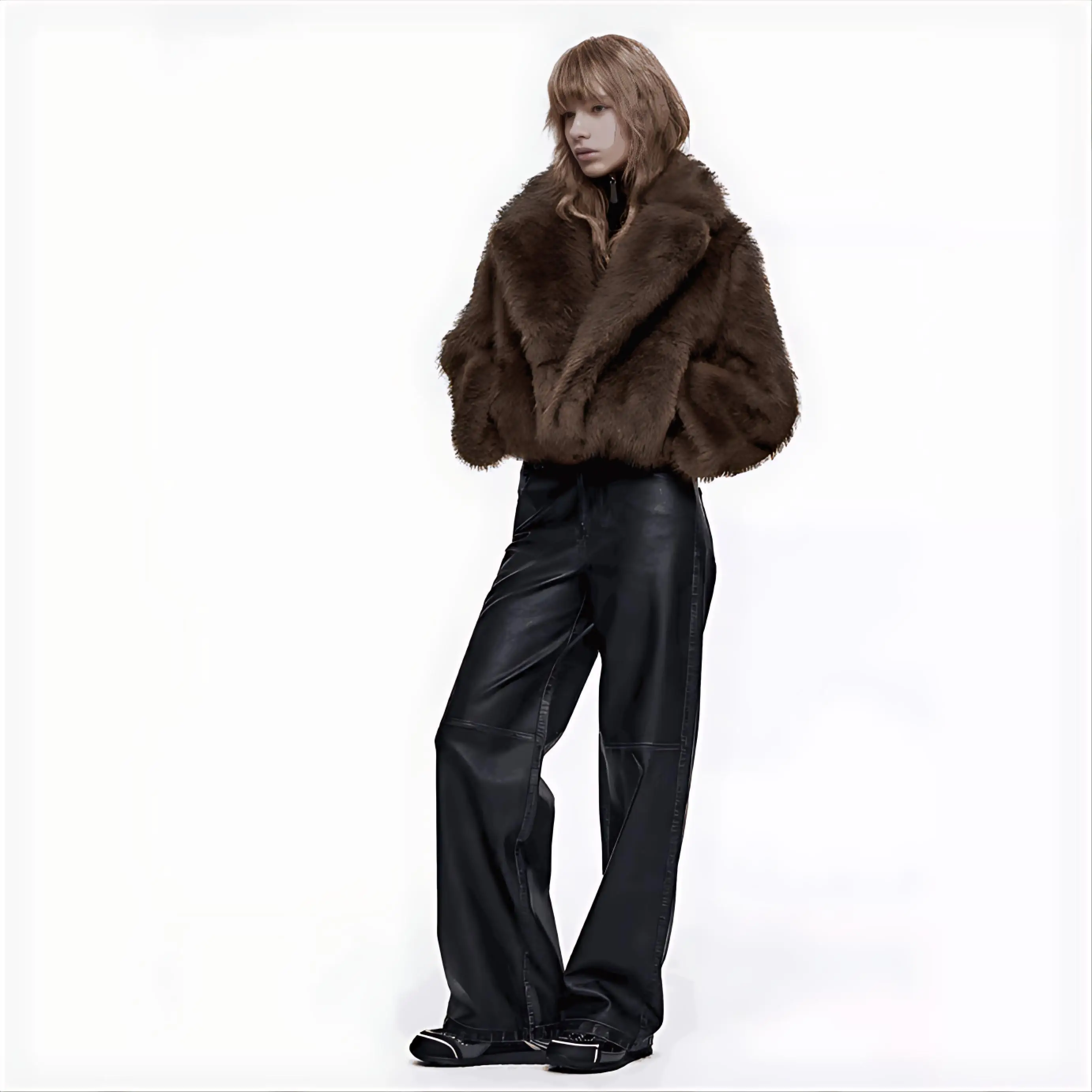 เสื้อโค้ทขนเฟอร์เทียมแบบยาวสำหรับผู้หญิง ทรงหลวม หนา อุ่น เหมาะสำหรับงานปาร์ตี้ สไตล์ญี่ปุ่น ลำลองเก๋ไก๋ กันลม มีซับใน นุ่มฟู ทันสมัย