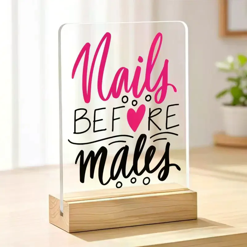 1Pcs Nail Shop Table Decoration Humor Slogan Acrylic Nail Art Display Stand Speical Gift For Manicurist Nail Salon Decor Sign