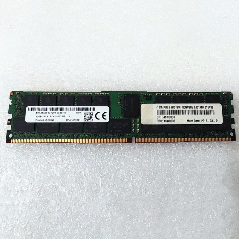 1PCS Server Geheugen Voor IBM X3650 X3550 M5 X3950 X3850 X6 46W0835 46W0833 00NV205 32G DDR4 2400 PC4-2400T REG Volledig Getest