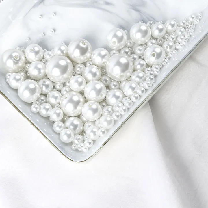 3-20mm ABS Imitation Pearl Ivory Pearl Beads with Hole Craft Bead Acrylic Loose Pearls for DIY Bracelet Sew Craft  Making - view 2
