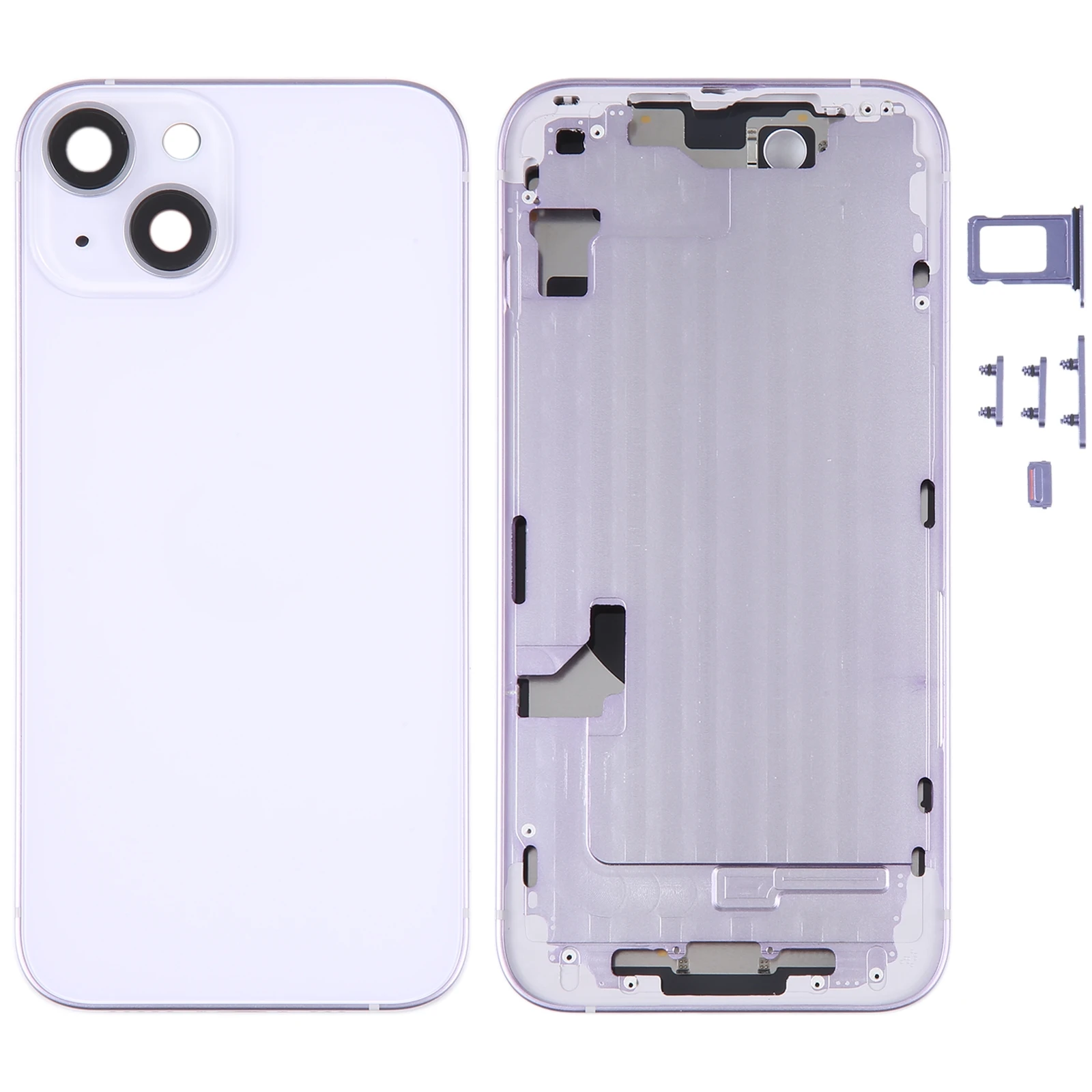 For iPhone 14 Battery Back Cover with Middle Frame / Side Keys(Purple)