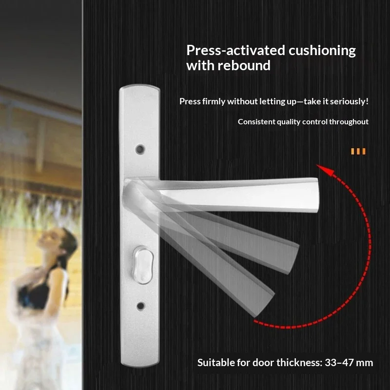 Extremely Narrow Frame Balcony Door Lock Aluminum Alloy Bathroom Kitchen Door Handle Indoor Bathroom Single Tongue Handle