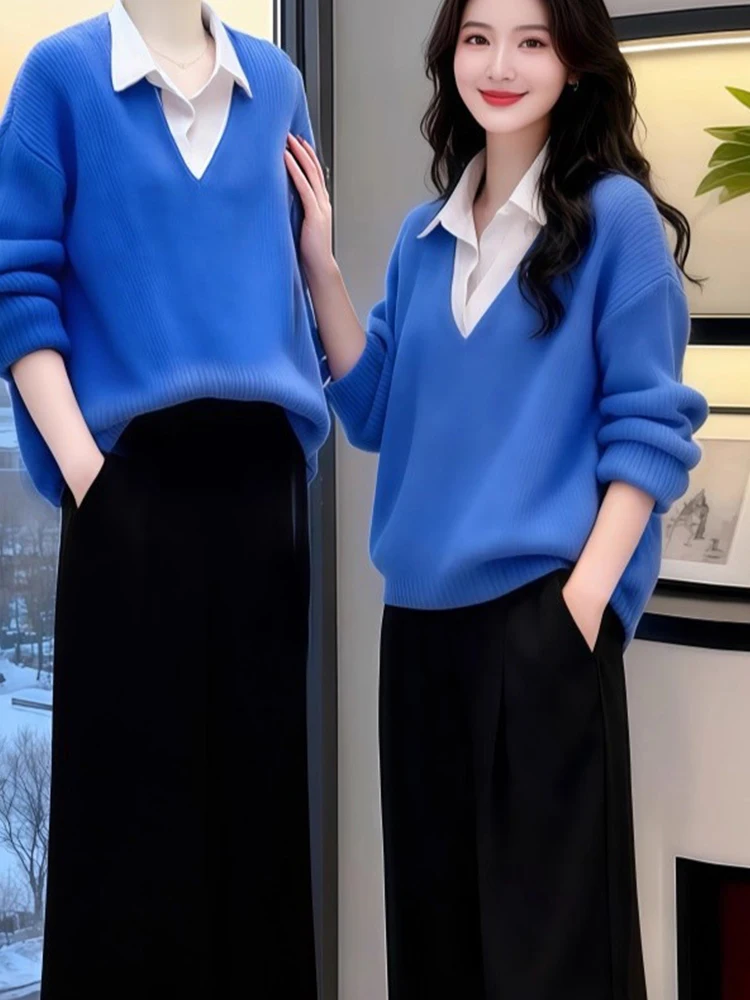 

Модный новый вязаный свитер для женщин: осенне-зимняя коллекция, стильный топ в университетском стиле, женская одежда