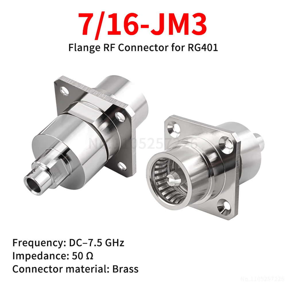 

Высокомощный кабельный разъем 7/16-JM3 L29-JFB6 с фланцевым соединением и быстроразъемным штекером DIN RF Blind-Mate RG401 (1 шт.)