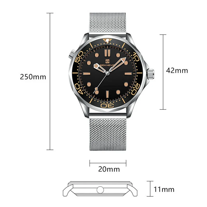 ساعة رجالية مضيئة مقاومة للماء بحزام من الفولاذ المقاوم للصدأ مصنوعة من خليط معدني ساعة عصرية بإبزيم مزدوج كوارتز ساعة يد رجال الأعمال