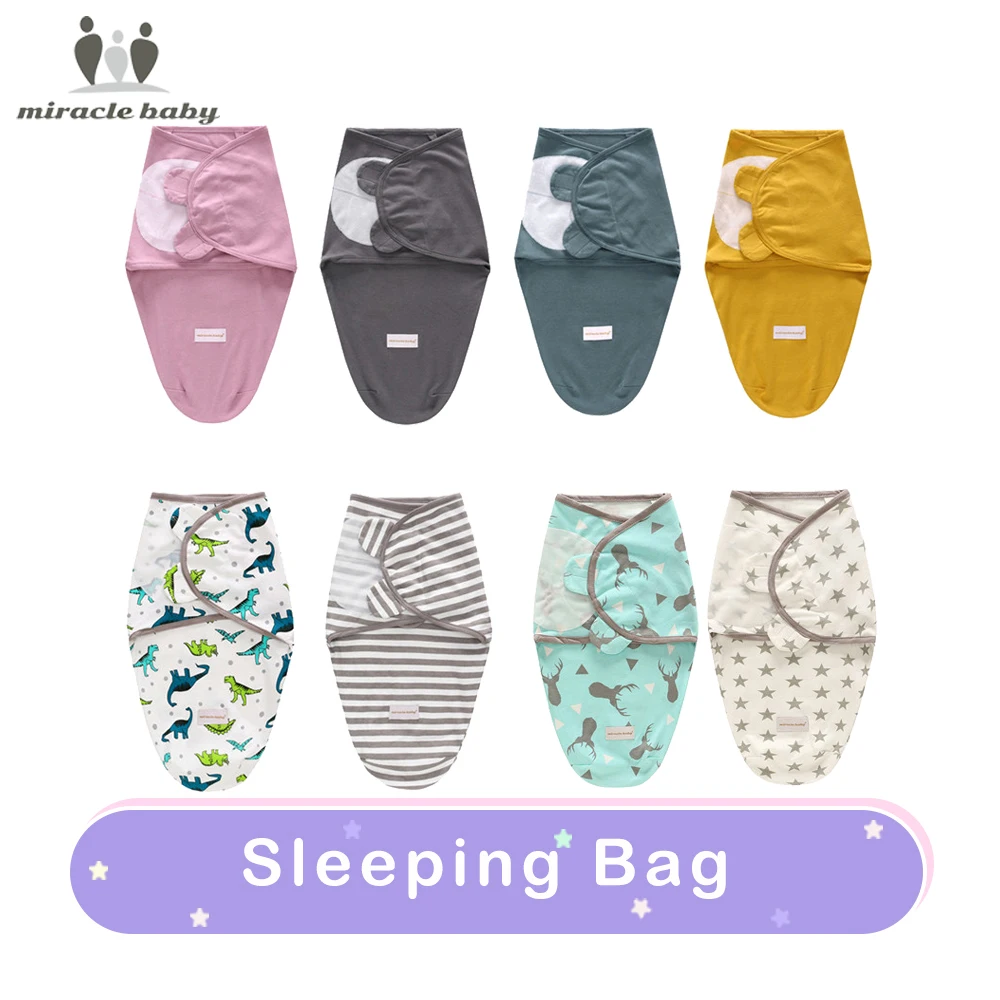 Miracle Baby Sleeping Bag Newborn Swaddle Newborn Envelope Cocoon Wrap Soft 100% Cotton 0-6 Months Sleep Blanket Infant Creeper