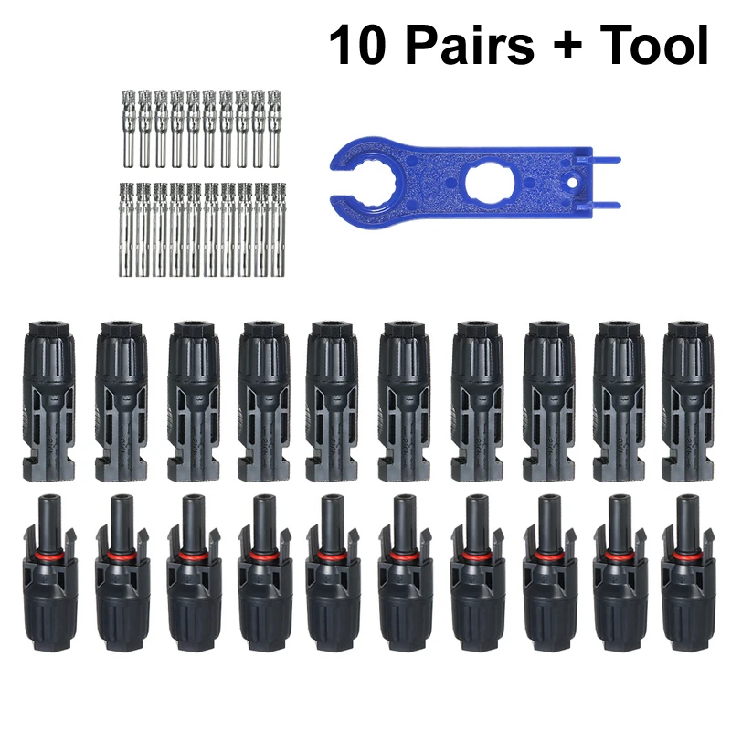 1/6/10 Pairs Connector Spanner connected Solar Panel Connectors Male & Female IP67 1000V 30A dc Tool for solar system use