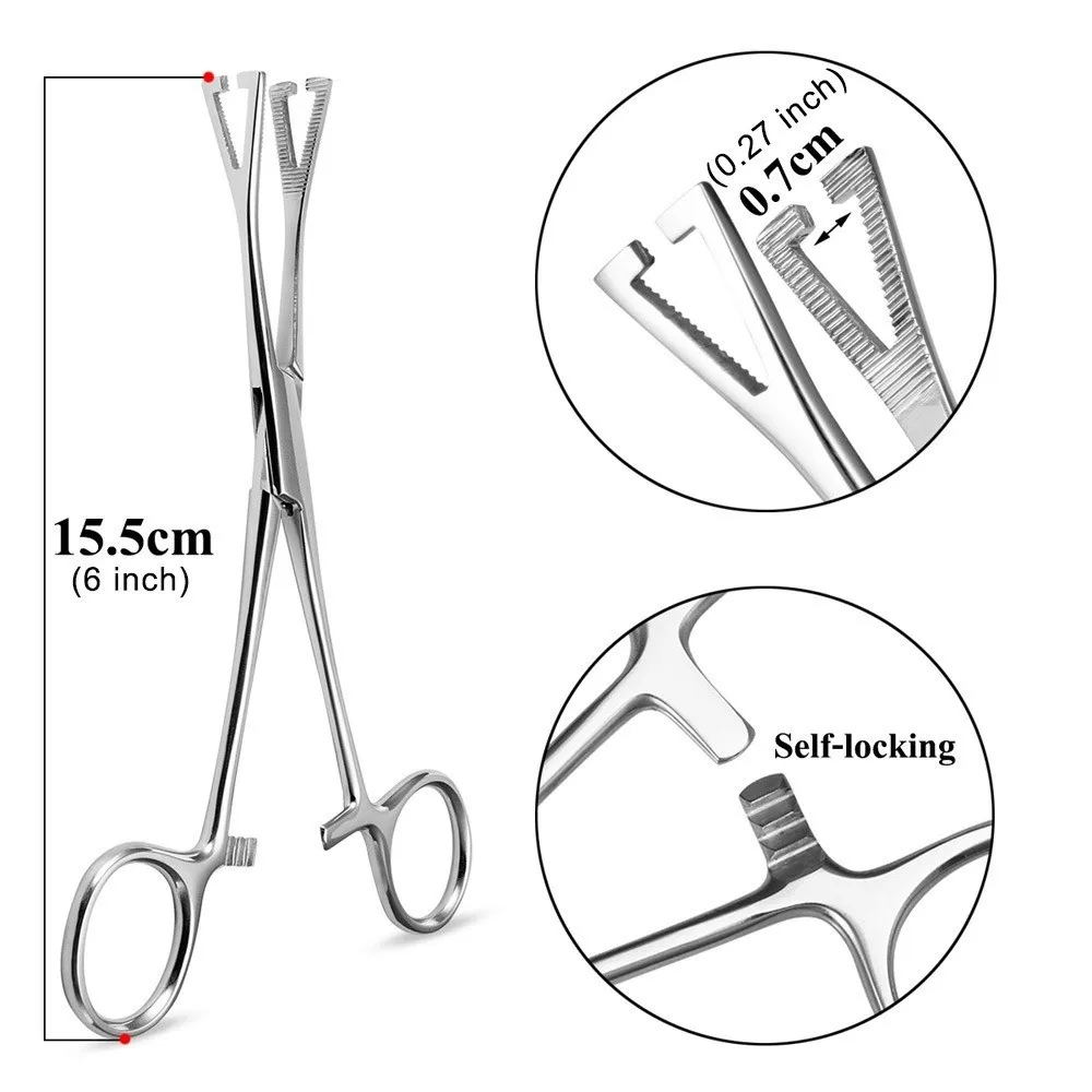 Surgical Steel Body Piercing Tool Straight Head Professional Piercing Forceps Needle Pipe Clamp Open Close Ring