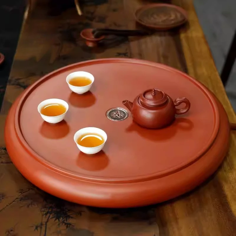

Ceramic Serving Tea Tray Plate Round Saucer Mini Living Room Chinese Tea Tray Drainage Hospitality Bandejas Home Decorationgs
