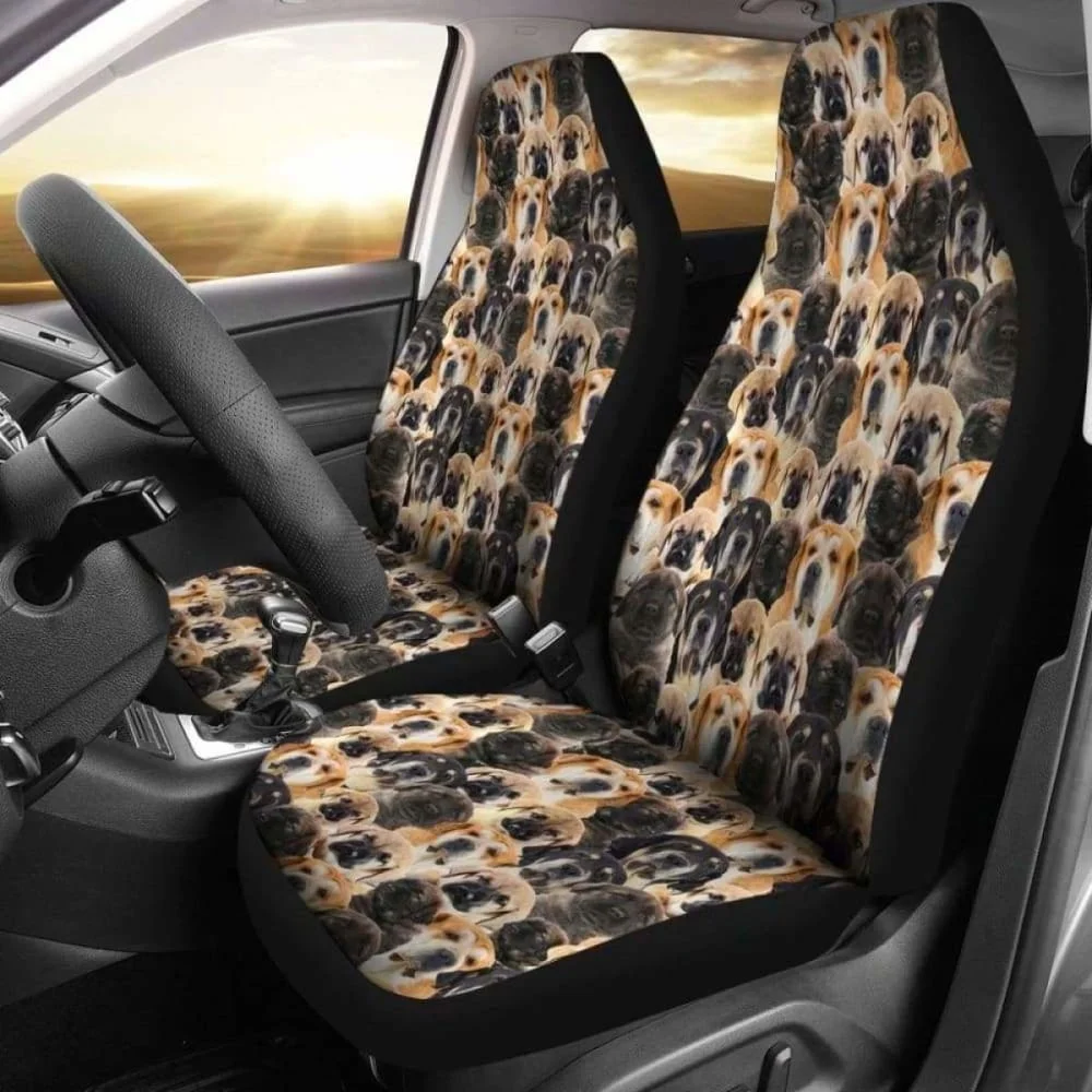 Spanish Mastiff Full Face Car Seat Covers,Pack of 2 Universal Front Seat Protective Cover